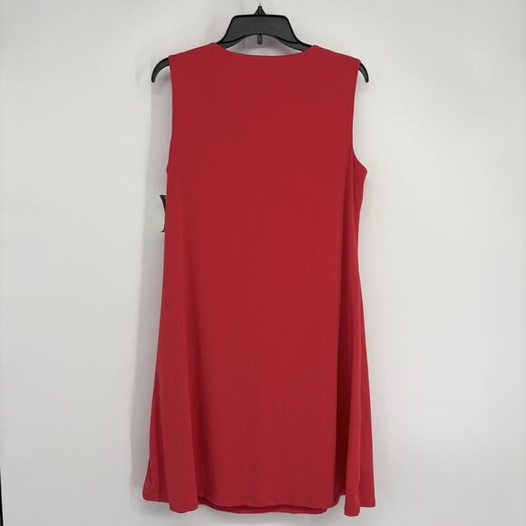 JM Collection Womens Shift Dress Sleeveless O-Ring Red Crystal Stretch Medium - Picture 3 of 5